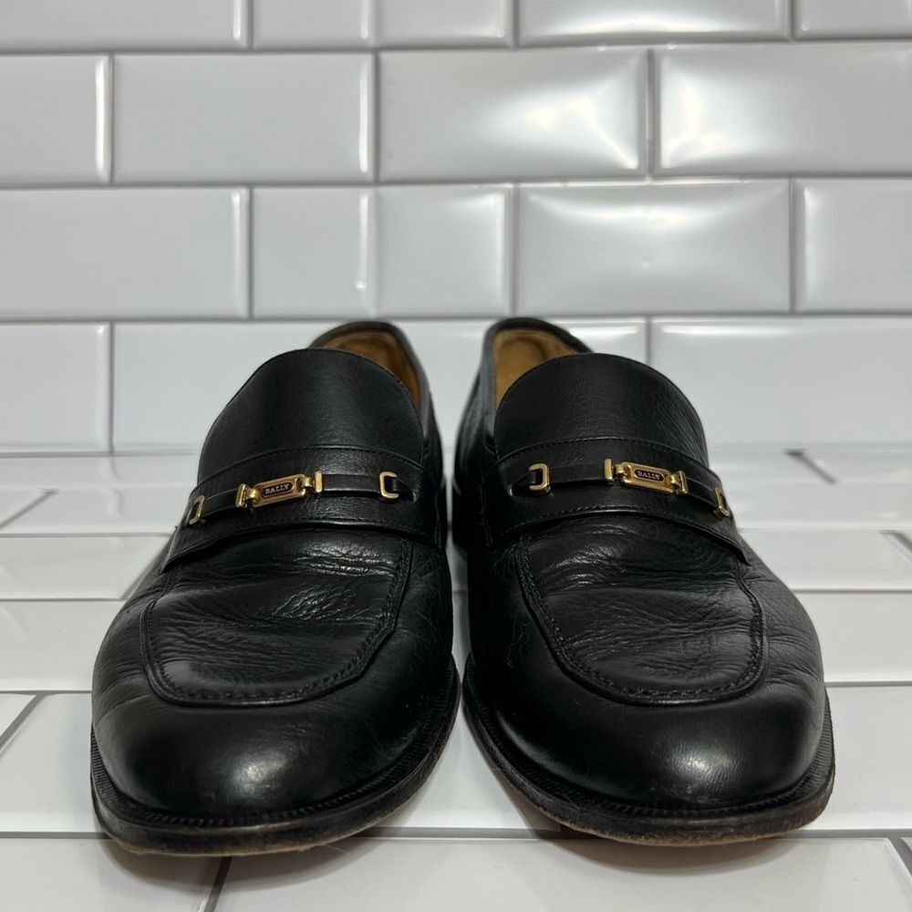 Bally Loafers Men’s Dress Shoes Black Leather Slip On’s Size 8 - Picture 10 of 15